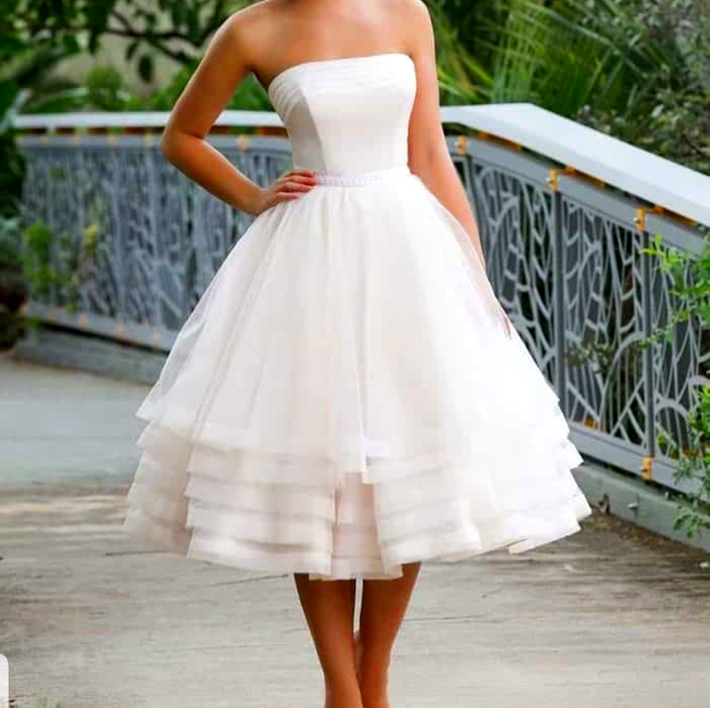 Tea Length Tulle Wedding Dress